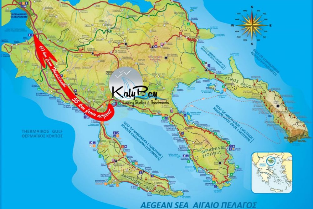 Chalkidiki map Standort